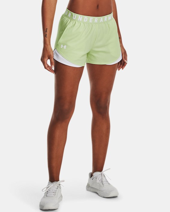 Women's UA Play Up Shorts 3.0, Green, pdpMainDesktop image number 0